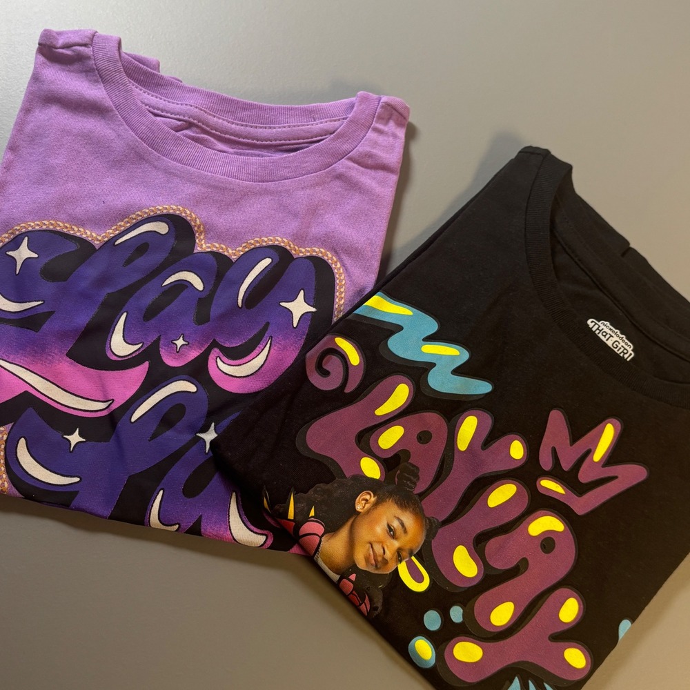 That Girl Lay Lay Lot of 2 Nickelodeon Kids Small 6 6X Purple Black Graphic NWOT - Picture 1 of 11